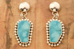 Artie Yellowhorse Genuine Fox Turquoise Sterling Silver Post Earrings